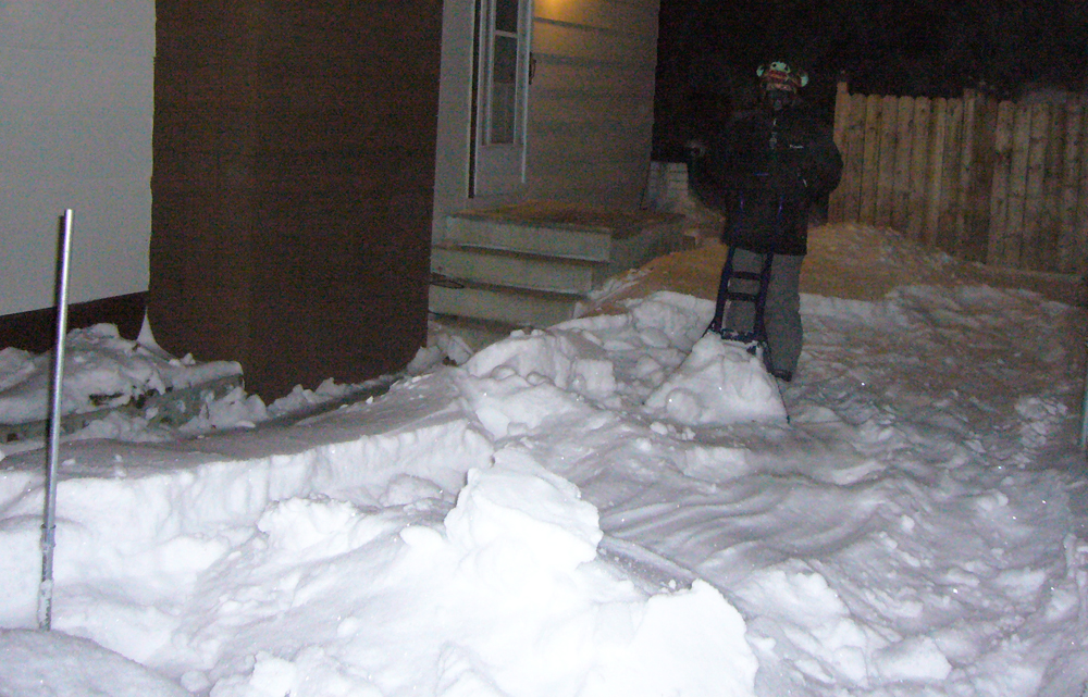 Moving snow closer to the forms