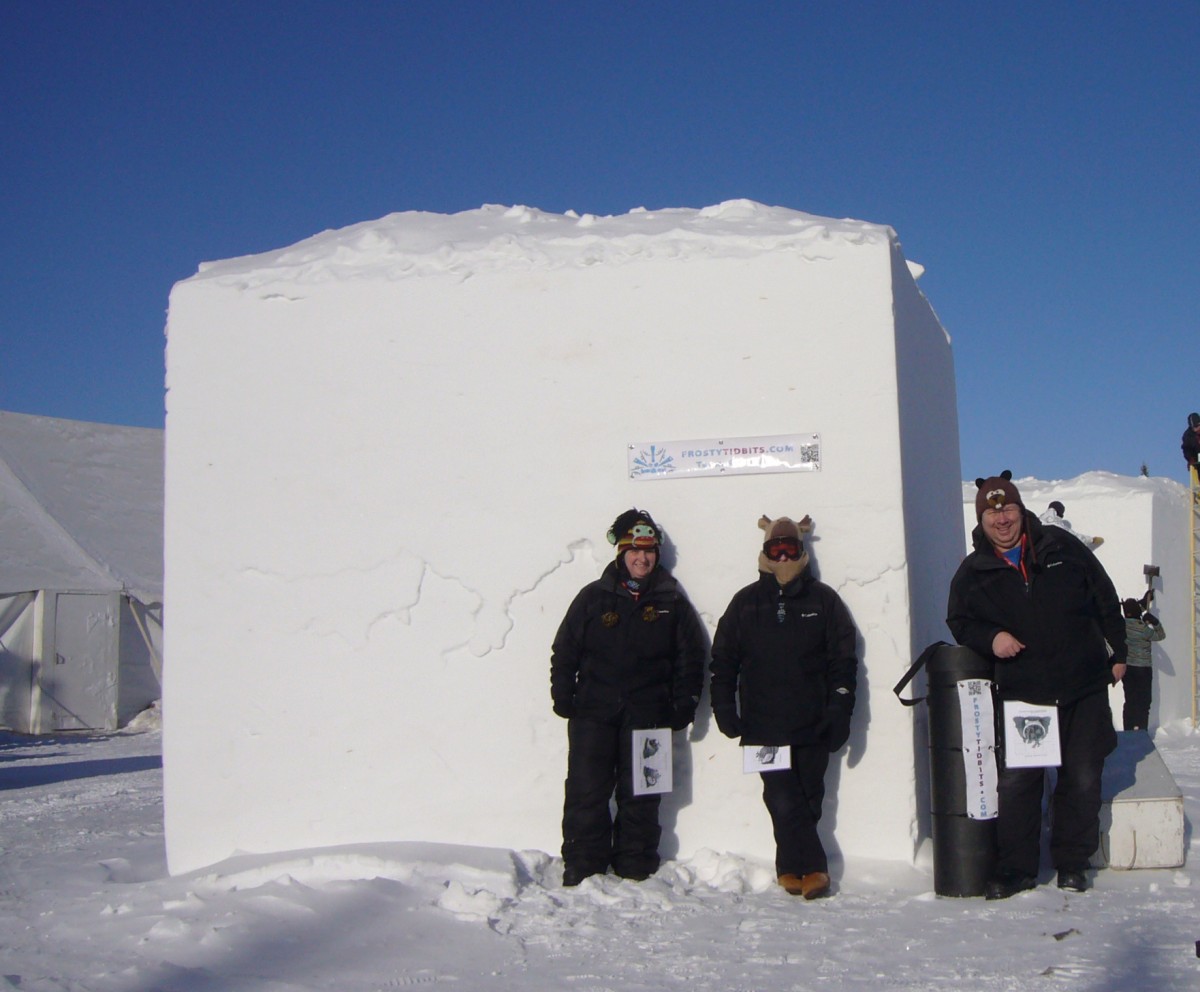 Team Snow Art is enjoying the sun before tackling the block.